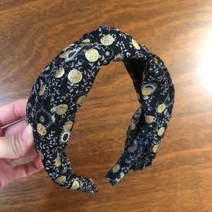 Anthropologie Black and Gold Topknot Headband